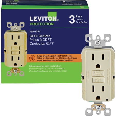 Leviton M01-GFNT1-03I 15 Amp Ivory GFCI Receptacle 3 Count