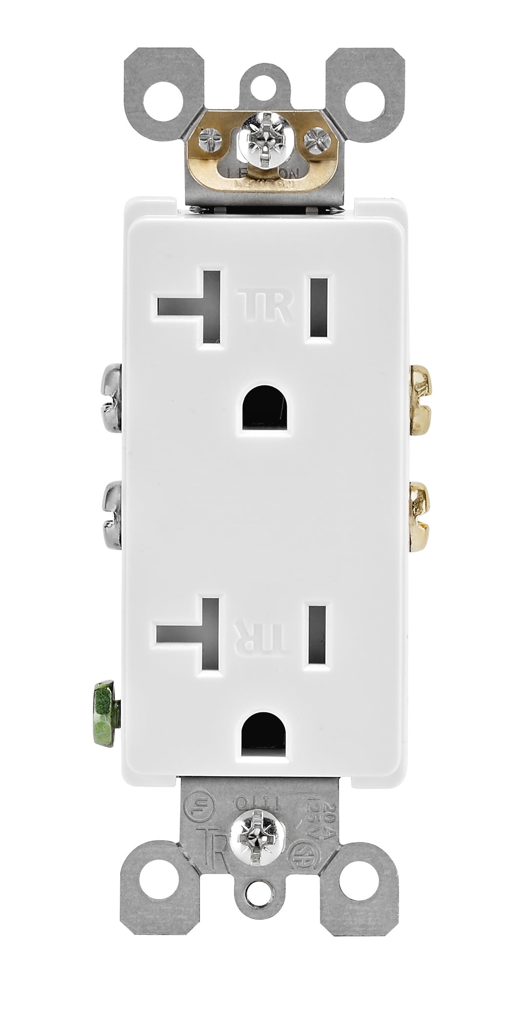 White Tamper Resistant Duplex Outlet with Wall Plate