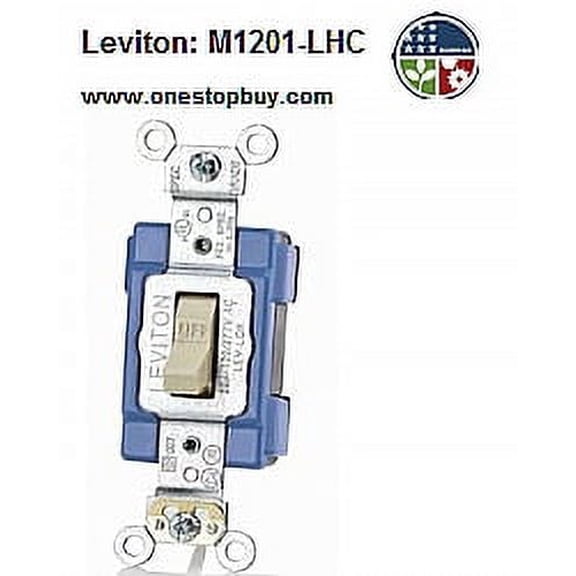 Leviton M1201-LHC Lev-Lok 15A Single-Pole Toggle Switch Illuminated Heavy Duty - Clear