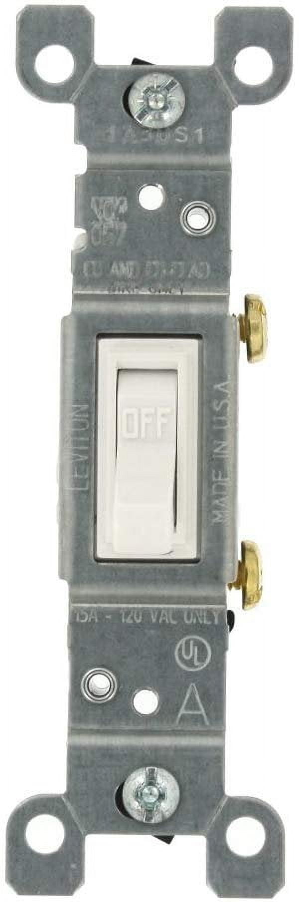 White Thermoplastic Single-Pole Toggle Switch, 15 Amp