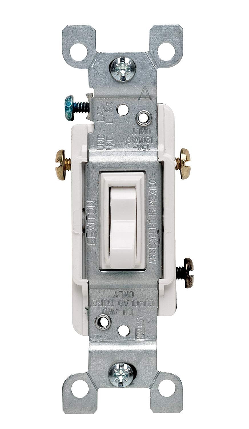 Leviton M22-01453-2WM 15 Amp 3-Way Toggle Switch, White - pack of 6 ...
