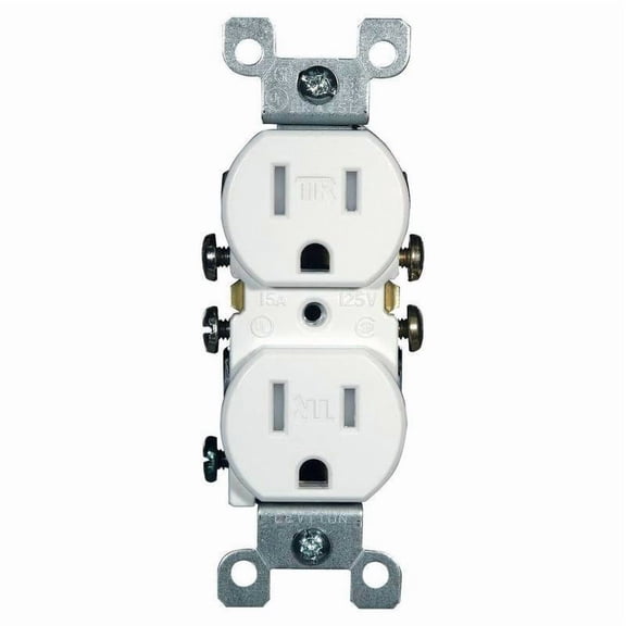 Leviton Duplex Receptacle M22-T5320 - Impact-Resistant, 2-Pole 15A 125V, White, 10 Pack