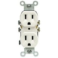 thumbnail image 1 of Leviton M24-05320-WMP Straight Blade Duplex Receptacle With Ears, 125 V, 15 A, 2 Pole, 3 Wire, 10 pack, White, 10 Piece, 1 of 1
