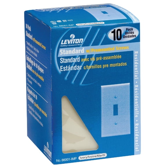 Leviton M01-86001-IMP M25-86001-Imp 1-Toggle Standard Size Wall Plate, 1 Gang, 4-1/2 In L X 2-3/4 In W 0.22 In T, Smooth, Ivory