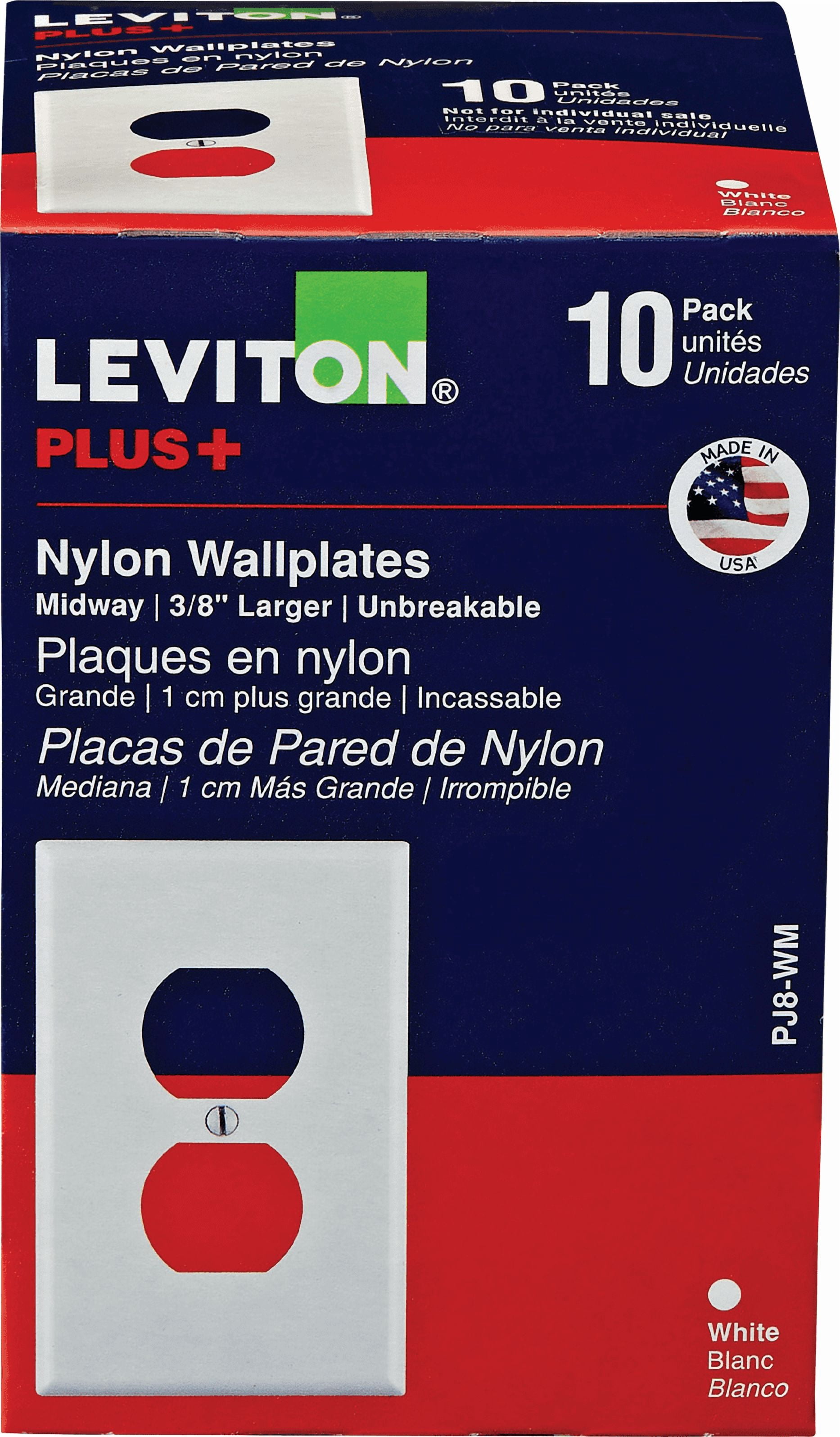 Leviton Duplex Receptacle in White — UL Listed for US Residential Electrical Code Compliance, Drop-in NEC-Standard Wiring