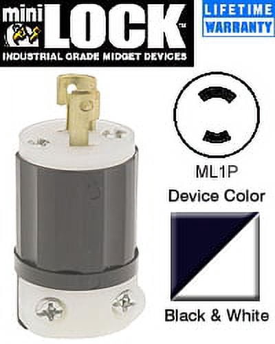 Leviton ML1-P Plug Locking Blade Midget ML1P 15A 125V 2P2W Non ...
