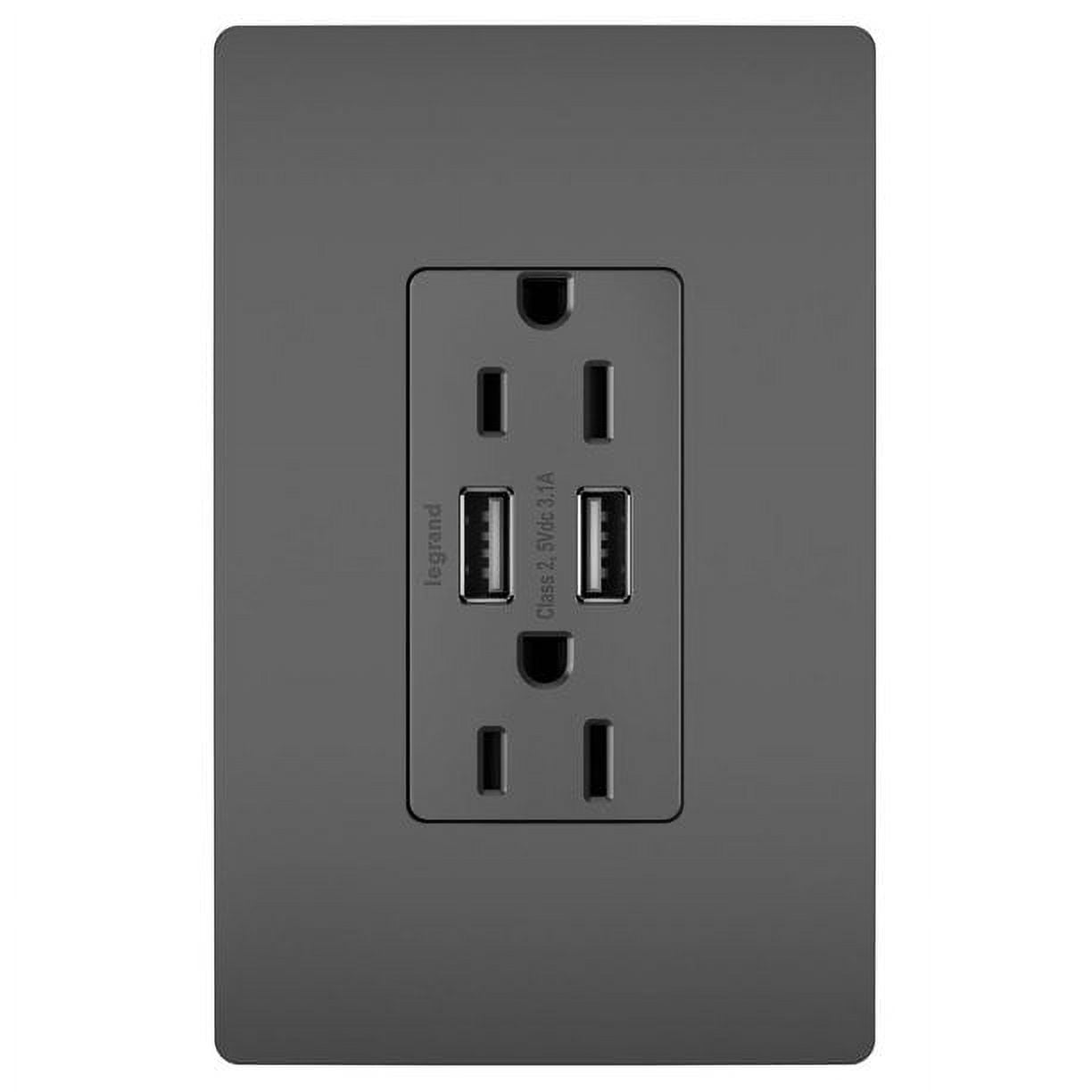 Legrand 15 Amp Tamper Resistant GFCI Outlet with USB Ports and Wall Plate