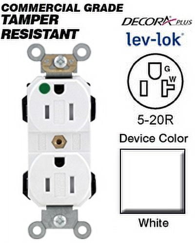 White Tamper-Resistant Commercial Duplex Receptacle