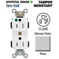 thumbnail image 1 of Leviton MT830-GY 5-20R Lev-Lok Narrow Body Duplex Receptacle Tamper-Resistant Hospital - Gray, 1 of 1