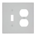 thumbnail image 1 of Leviton 80505-W White Midway Two Gang Combination Toggle Switch Duplex Receptacle Wall Plate, 1 of 5