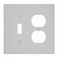 thumbnail image 1 of Leviton 80505-W 1-Toggle 1-Duplex Midway Size Wall Plate, 2 Gang, 4.875 In L X 4.94 In W 0.255 In T, 1 pack, White, 1 of 5