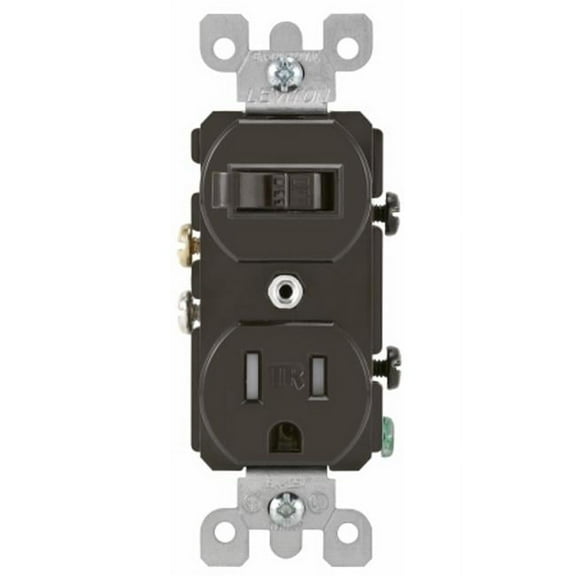 Leviton Mfg  15 Amp Brown Toggle Switch & Receptacle Combination