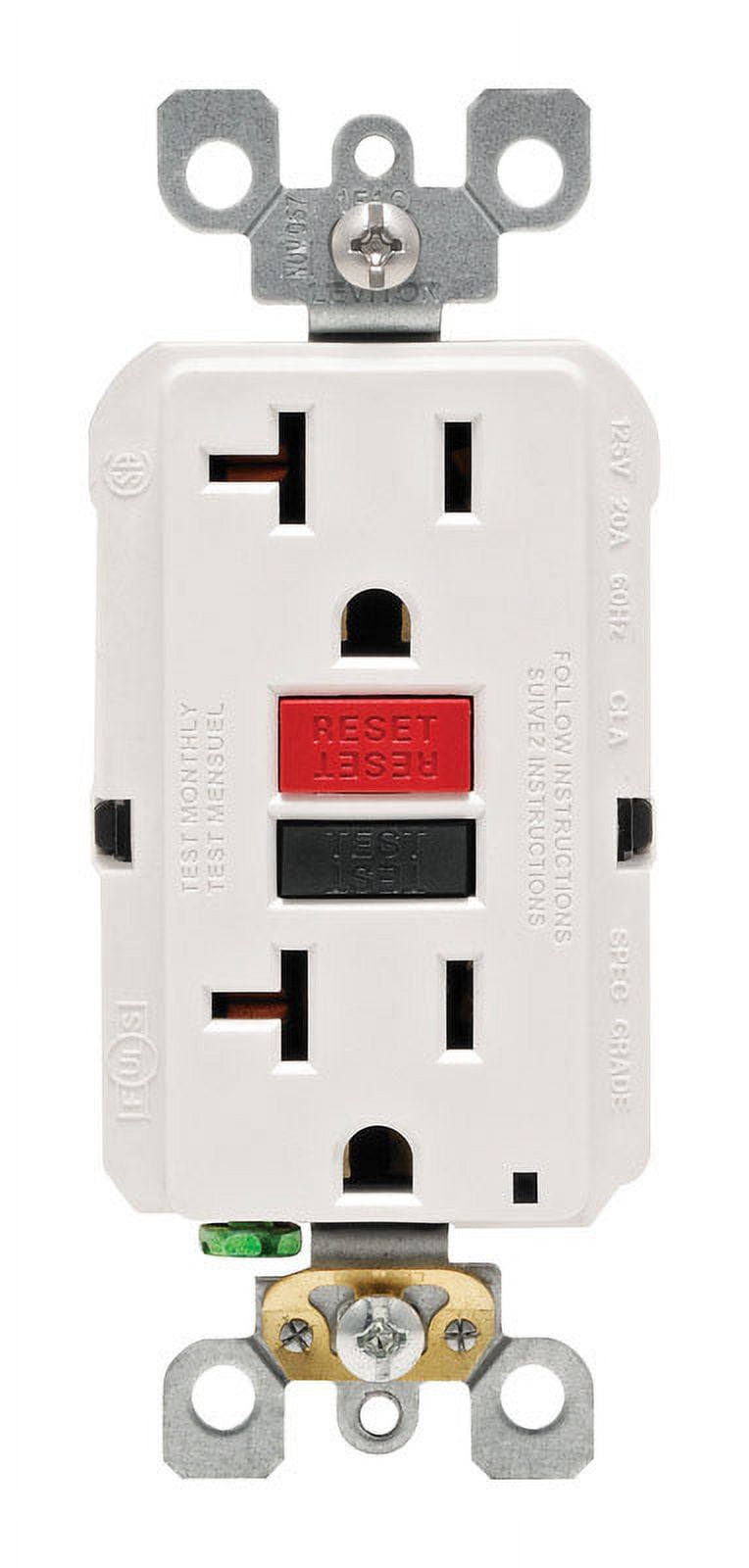 White Tamper Resistant GFCI Outlet with Indicator Light