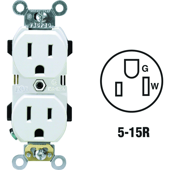 Leviton Duplex Receptacle UL Listed for US Residential Electrical Code Compliance, Drop-in NEC-Standard Wiring