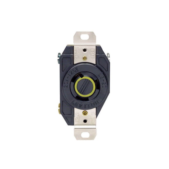Leviton 20A 125V Black Grounded Single Locking Outlet Receptacle