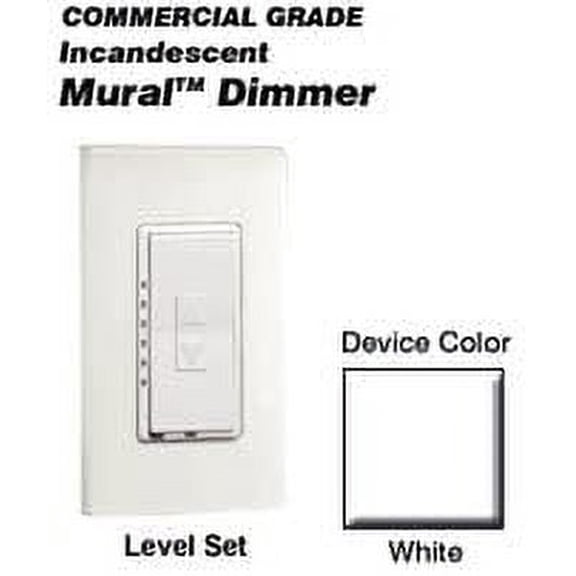 Leviton Mli10-1lw Mural Incandescent Rocker Dimmer White