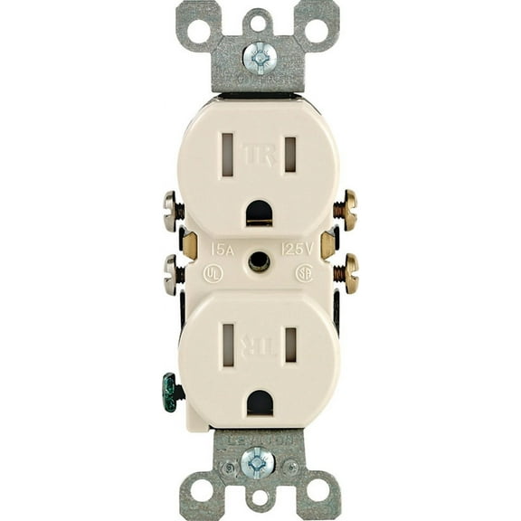 Leviton N04-T5320-00T Duplex Receptacle, 2-Pole, 15 A, 125 V, Push-In, Side Wiring, NEMA: 5-15R, Lig