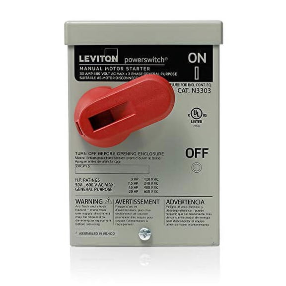 Leviton Manual Motor Controller,600V AC N3303-DS