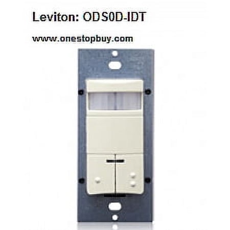 Leviton ODS0D-IDT Occupancy Sensor Decora Style Wall Switch Passive Infrared Auto/Manual-ON/Auto-OFF Single-Pole Multi-Location Dual Relay, 2nd Relay Auto/Manual-ON Neutral Not Required - Light Almond