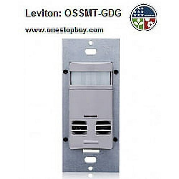 Leviton OSSMT-GDG Occupancy Sensor Decora Style Wall Switch PIR/Ultrasonic Auto/Manual-ON/Auto-OFF Single-Pole Multi-Location NAFTA Neutral Not Required - Gray