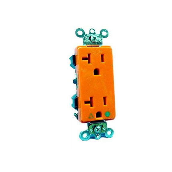 Leviton 16362-IG 20-Amp, 125-Volt, Decora Plus Duplex Receptacle, Straight Blade, Hospital Grade, Isolated Ground, Orange