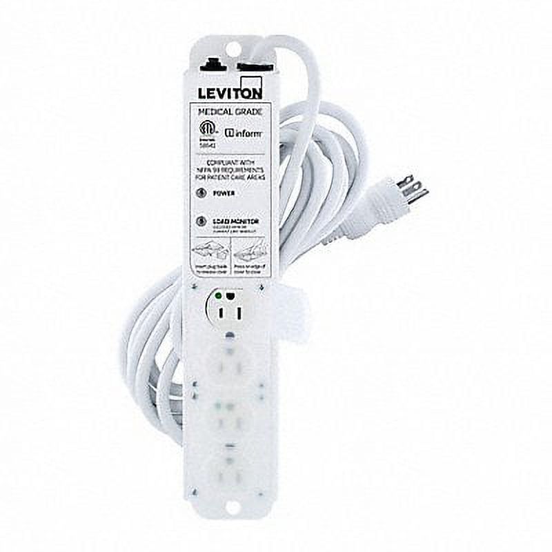 Leviton Outlet Strip,15 A,15 ft Cord L,4 Outlets 53C4M1N5