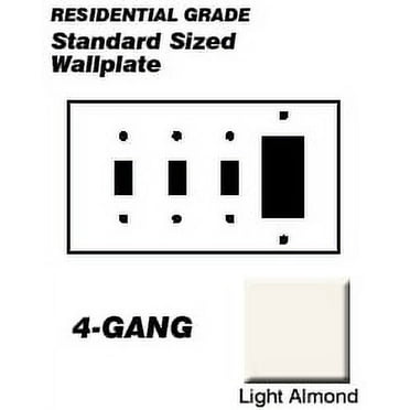 Leviton P326-T Wallplate 4-Gang 3-Toggle 1-Decora Standard Size Plastic - Light Almond