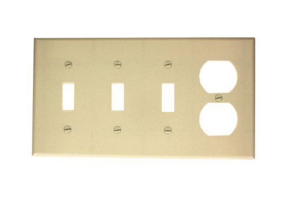 Ivory Thermoset 4-Gang 3-Toggle 1-Duplex Wall Plate