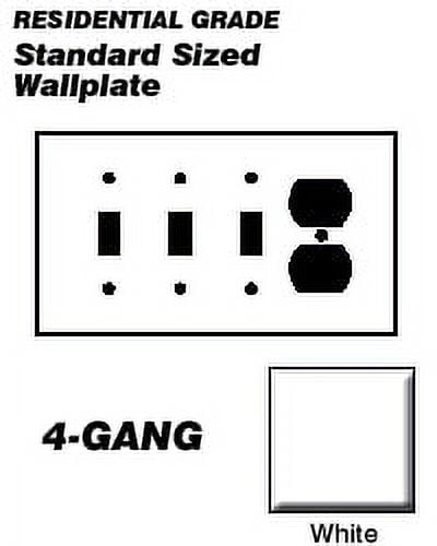 White 4-Gang 3-Toggle 1-Duplex Thermoplastic Wall Plate