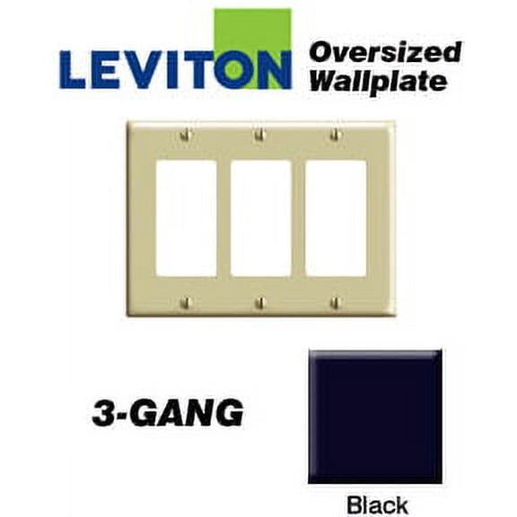 Leviton PJ263-E Wallplate 3-Gang Decora Midway Size Nylon - Black
