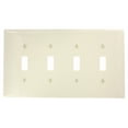 thumbnail image 1 of Leviton PJ4-I 4-Gang Toggle Switch Wall Plate, Midway Size Cover, Unbreakable Thermoplastic, Ivory, 1 of 2