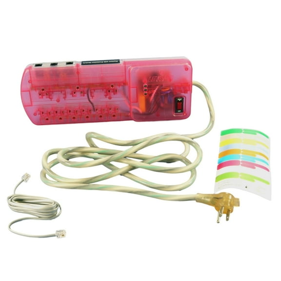 Leviton Pink MODULAR Surge Protector Power Strip With Phone Module 15A 5950-STS