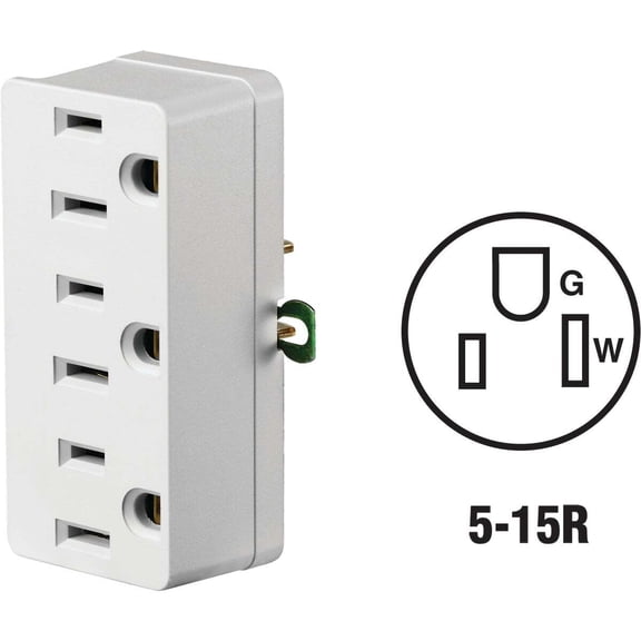 Leviton 3003863 Polarized 3 Outlet Adapter - White