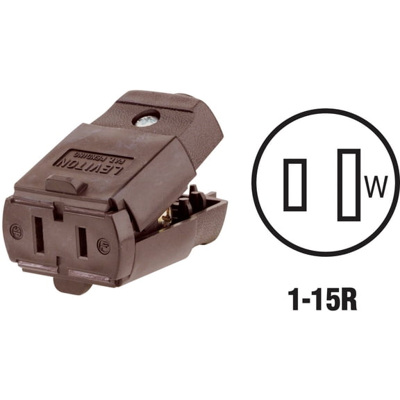 Leviton Polarized Straight Blade Swivel Triple Cube Tap Cord Connector, 125 V, 15 A, 2 Pole, 2 Wire, No Size, 102-P