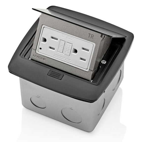Pop-Up Floor Box with 15 Amp, Tamper-Resistant Self-Test GFCI Outlet, Black
