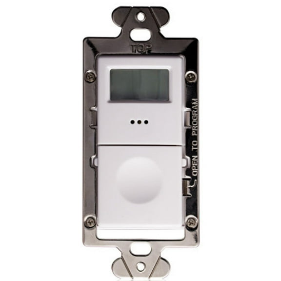 Leviton Programmable Digital Timer TS300-DW, 120/277 Vac, Backlit LED, Visual and Audible turnoff warning, 3-way and multiple way switching, Controls Incandescent & fluorescent lighting & motor loads