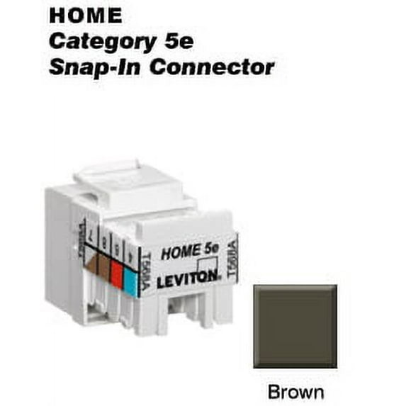 Leviton 5EHOM-RB5 HOME 5e Snap-In Jack - Brown