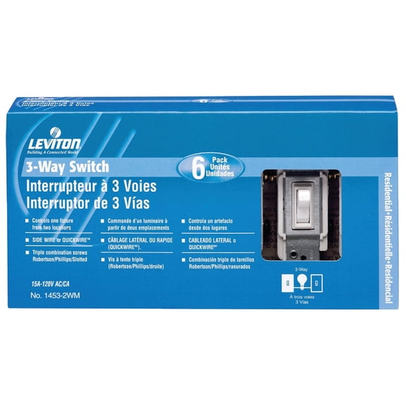 Leviton Quiet 3-Way Switch - 12 Total Switches Indoor & Outdoor Use, NEC-Compliant
