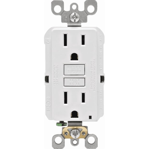 Leviton GFCI Receptacle in White — UL Listed for US Residential Electrical Code Compliance, Drop-in NEC-Standard Wiring