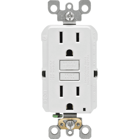 Leviton GFCI Receptacle in White — UL Listed for US Residential Electrical Code Compliance, Drop-in NEC-Standard Wiring