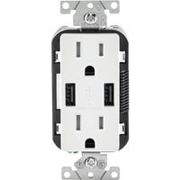 White Tamper Resistant Duplex Outlet with USB Ports