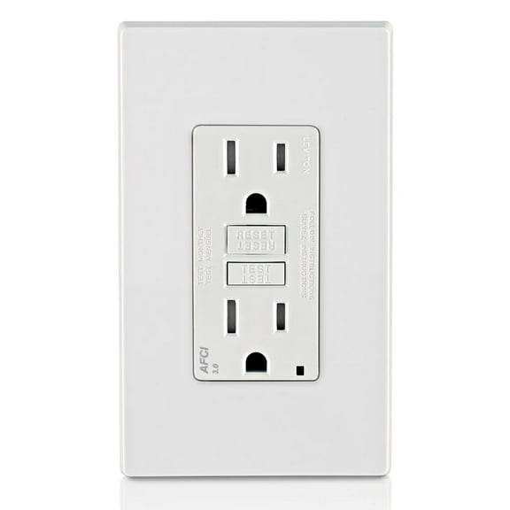 Leviton R32-AFTR1-0KW 15 Amp White Tamper Resistant AFCI Receptacle