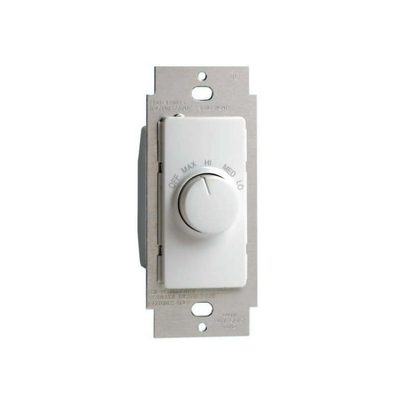 Leviton R24-RTF01-10W Fan Control Switch, 1.5 A, 120 V, Rotary Actuator, Plastic, White