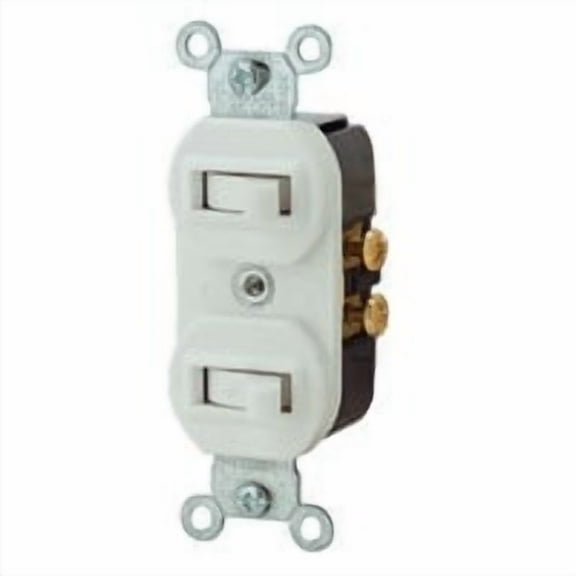 Leviton Traditional Duplex Toggle Switch R62-05241-0WS - 15A 120/277V Lead Wire - White