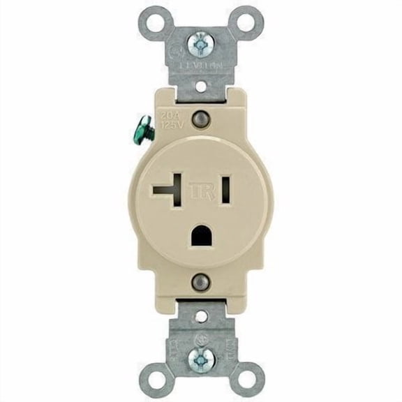 Leviton R51-T5020-0IS 20 Amp Ivory Single Power Temper Resistant Outlet