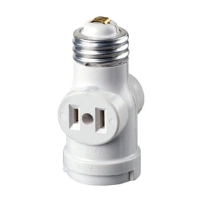 Leviton 1403-W 1403-W Plastic Keyless Lampholder W/Outlet