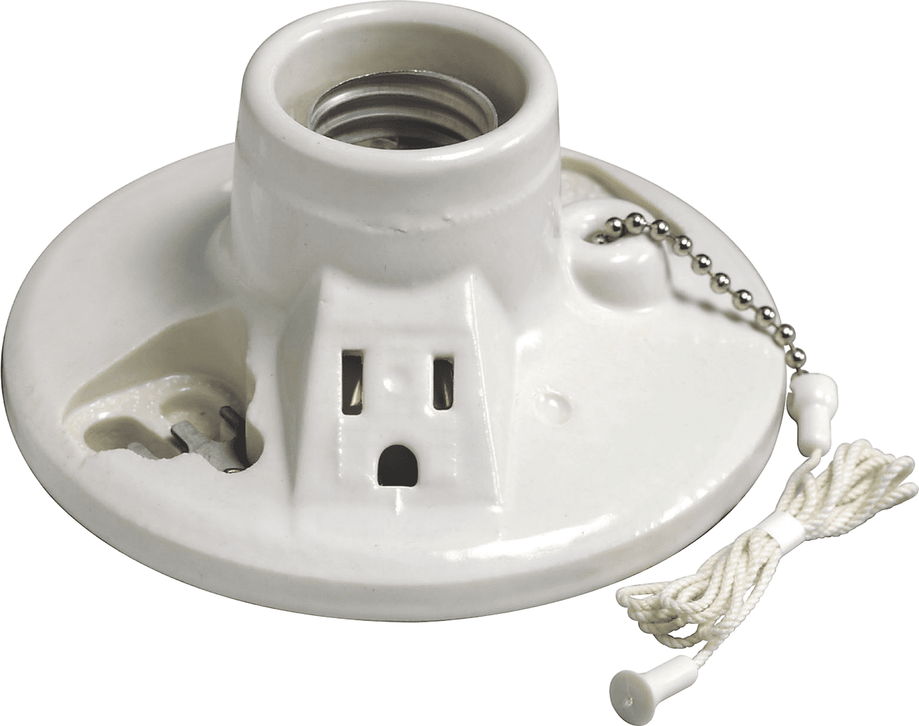 Chain Outlets Leviton Porcelain Medium Base Lamp Socket, Pull Chain Switch with ...
