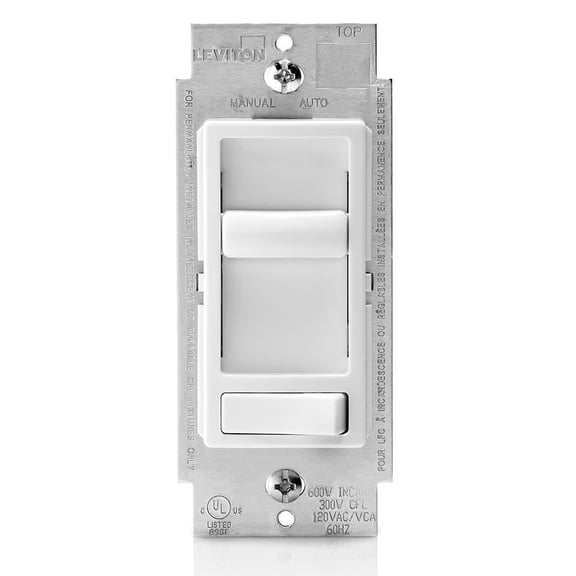 Leviton 06674 Dimmer Switch Decora Rocker-Style Design in White UL Listed for US Residential Electrical Code Compliance, Drop-in NEC-Standard Wiring