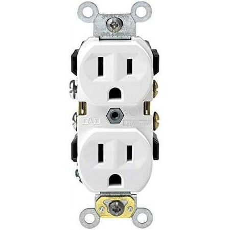 Leviton 125 125V Duplex Receptacle in White — UL Listed for US Residential Electrical Code Compliance, Drop-in NEC-Standard Wiring
