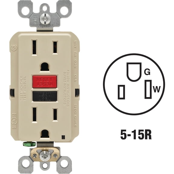 Leviton R71-GFNT1-0RI 15 Amp Ivory SmartlockPro Self-Test GFCI